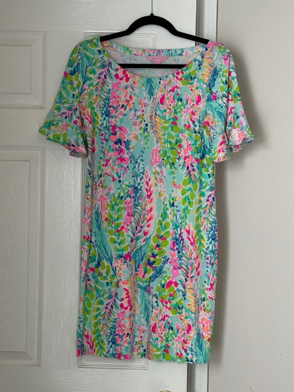 Lilly Pulitzer Lula Dress Catch the Wave Tropical Sheath Small Stretchy Beach